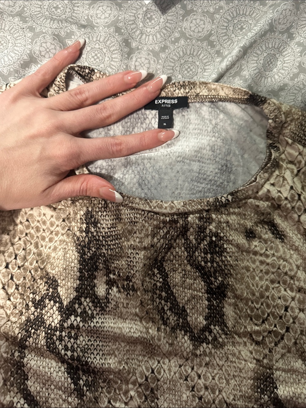 Express Snake-Print Top in Brown and Tan